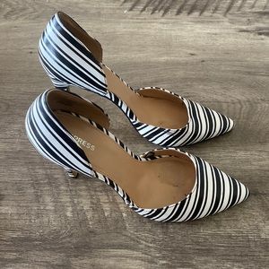 Express black and white zebra print heels size 8.5